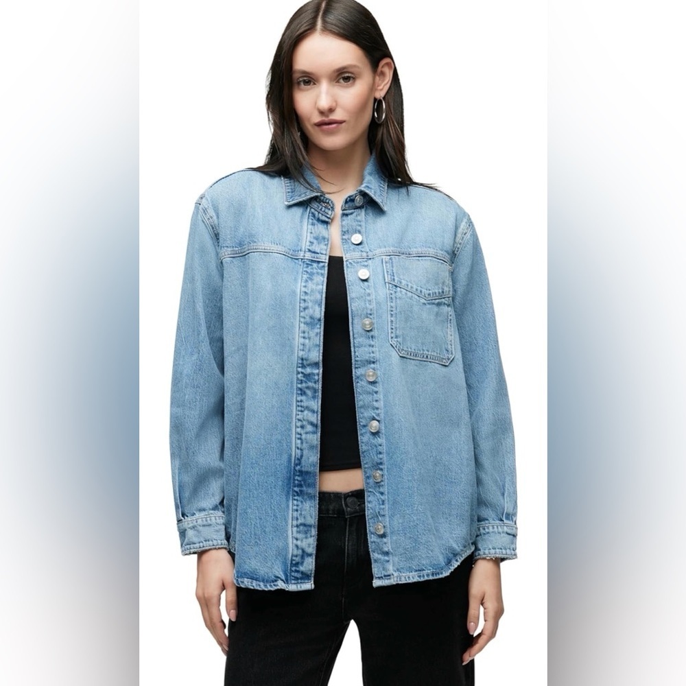 Hudson Light Blue Oversized Denim Jacket Women's XL